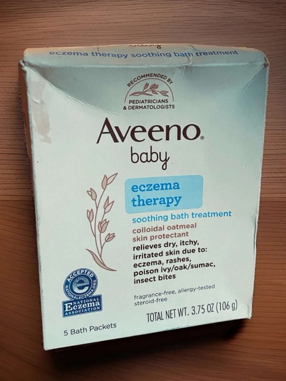 NIB Aveeno Baby Eczema Therapy Bath Treatment 5 Packets Colloidal Oatmeal Rash